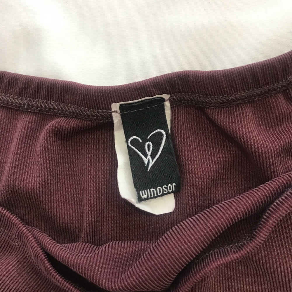 SOLD: Windsor Plum Off-shoulder Crop Top - Picture 3 of 3
